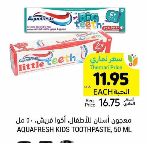 AQUAFRESH Toothpaste  in Tamimi Market in KSA, Saudi Arabia, Saudi - Saihat