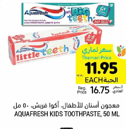 AQUAFRESH Toothpaste  in Tamimi Market in KSA, Saudi Arabia, Saudi - Ar Rass
