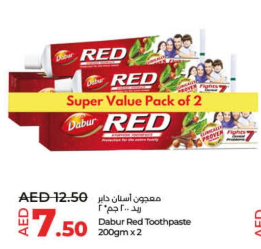 DABUR RED Toothpaste  in Lulu Hypermarket in UAE - Ras al Khaimah