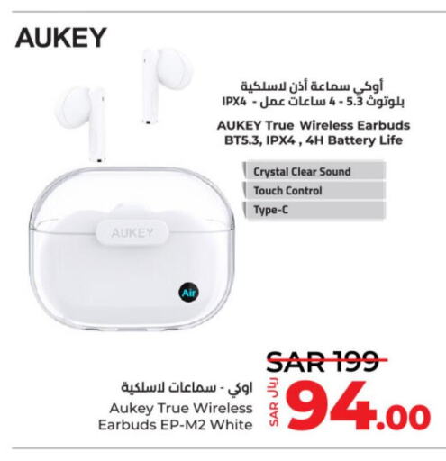 AUKEY Earphone  in LULU Hypermarket in KSA, Saudi Arabia, Saudi - Al-Kharj