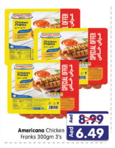 AMERICANA Chicken Franks available at Al Madina Hypermarket in UAE - Abu Dhabi