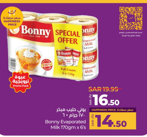 BONNY Evaporated Milk available at LULU Hypermarket in KSA, Saudi Arabia, Saudi - Jeddah