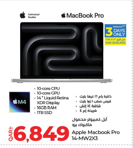 APPLE Laptop available at LuLu Hypermarket in Qatar - Al Khor