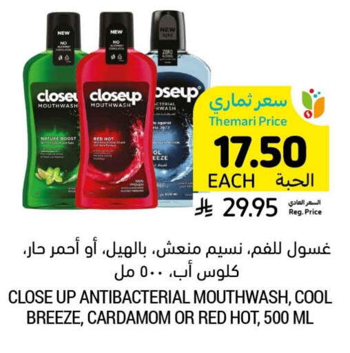 CLOSE UP Mouthwash available at Tamimi Market in KSA, Saudi Arabia, Saudi - Unayzah