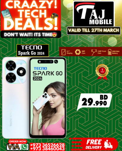 TECNO available at Taj Mobiles in Bahrain