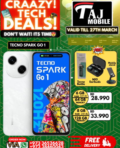 TECNO available at Taj Mobiles in Bahrain