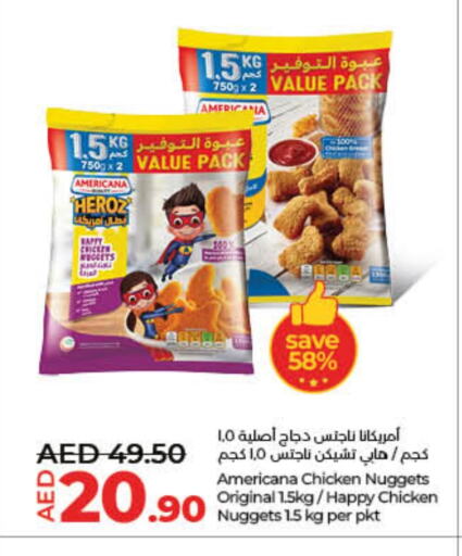 أمريكانا ناجتس الدجاج available at لولو هايبرماركت in الإمارات العربية المتحدة , الامارات - أم القيوين‎
