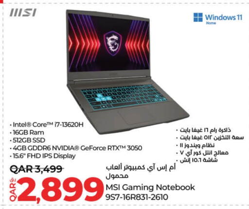 Computer & Laptop in LuLu Hypermarket, Qatar Offers - Qatar MSI Laptop available at LuLu Hypermarket in Qatar - Al-Shahaniya