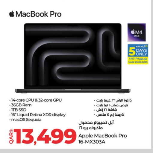 APPLE Laptop available at LuLu Hypermarket in Qatar - Al-Shahaniya