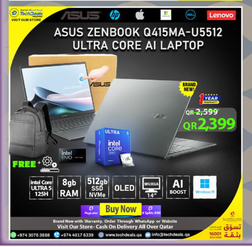 ASUS Laptop available at Tech Deals Trading in Qatar - Al Khor