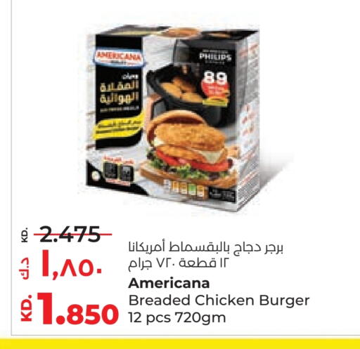 AMERICANA Chicken Burger available at Lulu Hypermarket  in Kuwait - Jahra Governorate