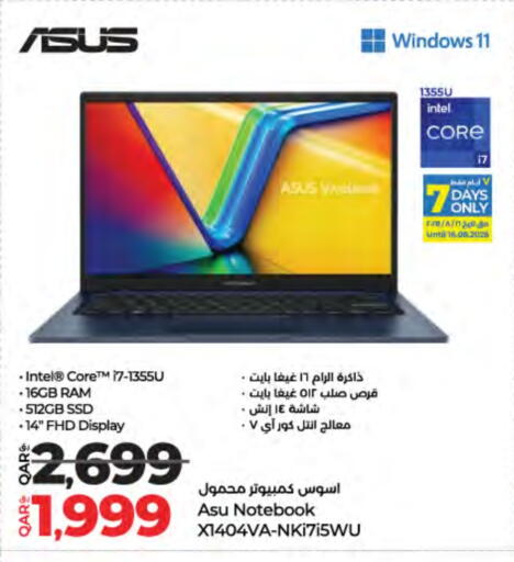 ASUS Laptop available at LuLu Hypermarket in Qatar - Al Wakra