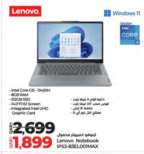 LENOVO Laptop available at LuLu Hypermarket in Qatar - Al Wakra