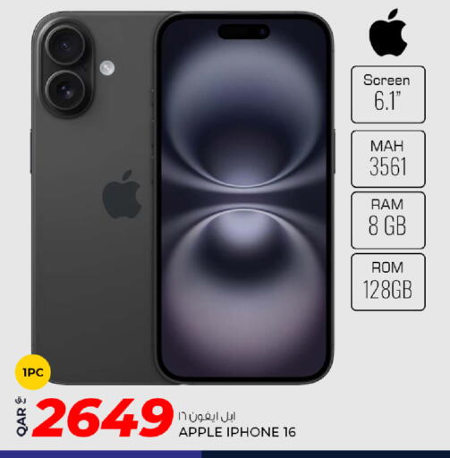 APPLE iPhone 16 available at Rawabi Hypermarket in Qatar - Doha