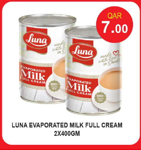 LUNA Evaporated Milk available at Rawabi Hypermarket in Qatar - Al Shamal