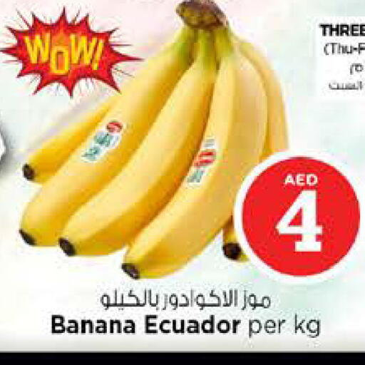 Banana from Ecuador available at نستو هايبرماركت in الإمارات العربية المتحدة , الامارات - الشارقة / عجمان