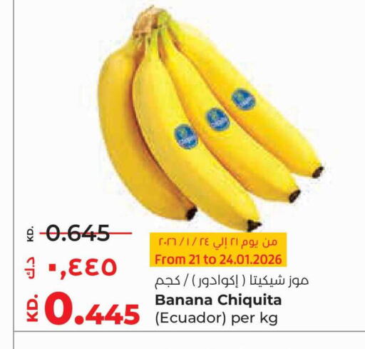 Banana from Ecuador available at لولو هايبر ماركت in الكويت - مدينة الكويت