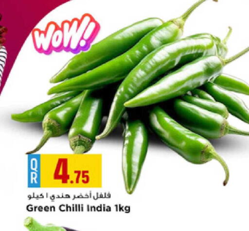 Green chilli from India available at Marza Hypermarket in Qatar - Doha