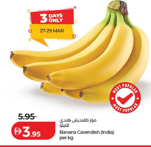 Banana from India available at لولو هايبرماركت in الإمارات العربية المتحدة , الامارات - الشارقة / عجمان