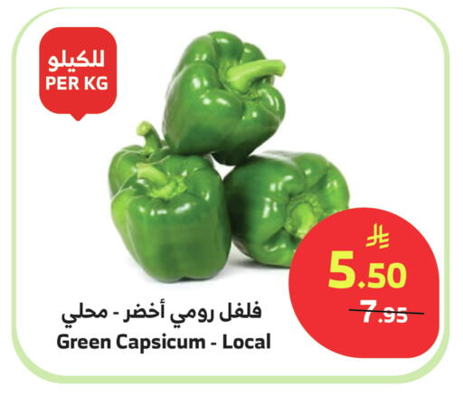 Green Capsicum available at Al Raya in KSA, Saudi Arabia, Saudi - Najran