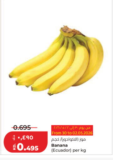 Banana from Ecuador available at لولو هايبر ماركت in الكويت - مدينة الكويت