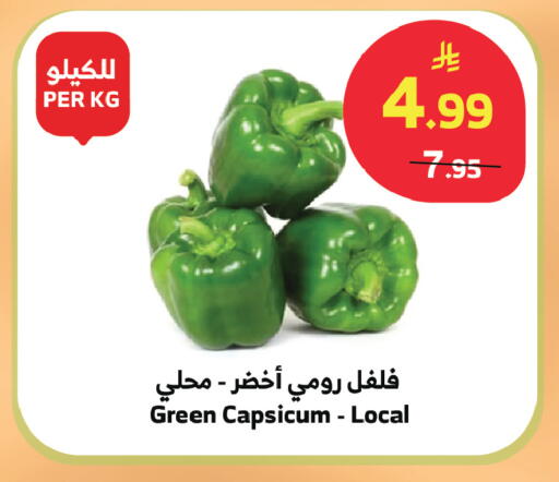 Green Capsicum available at Al Raya in KSA, Saudi Arabia, Saudi - Tabuk