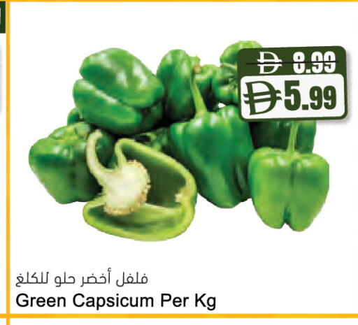 Green Capsicum available at المايا سوبرماركت in الإمارات العربية المتحدة , الامارات - دبي