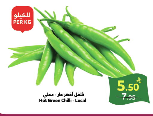 Green chilli available at الراية in مملكة العربية السعودية, السعودية, سعودية - خميس مشيط