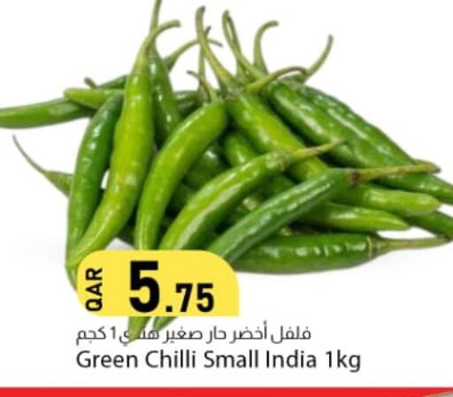 Green chilli from India available at Dana Market in Qatar - Umm Salal