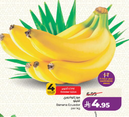 Banana from Ecuador available at لولو هايبرماركت in مملكة العربية السعودية, السعودية, سعودية - جدة