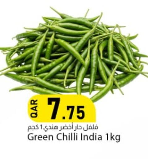 Green chilli from India available at Dana Market in Qatar - Al Daayen