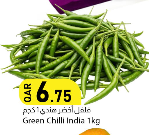 Green chilli from India available at Dana Market in Qatar - Doha