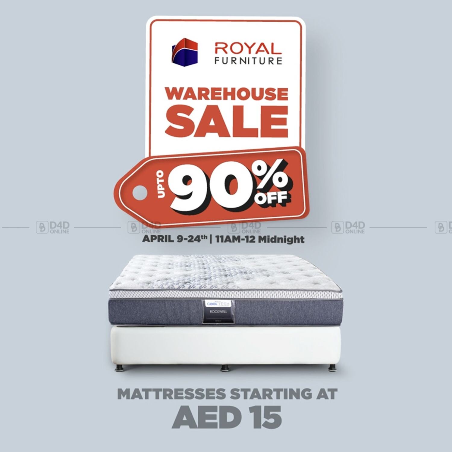 Royal Furniture Warehouse Sale Al jurf, Ajman in UAE Umm al Quwain. Till 24th April