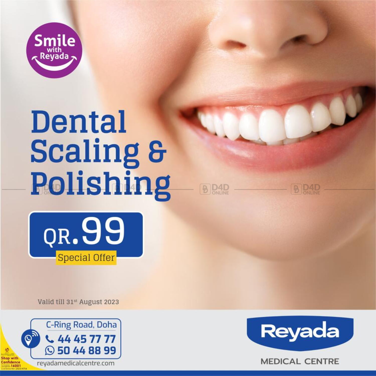 Reyada Medical Centre Dental Scaling & Polishing in Qatar Doha. Till
