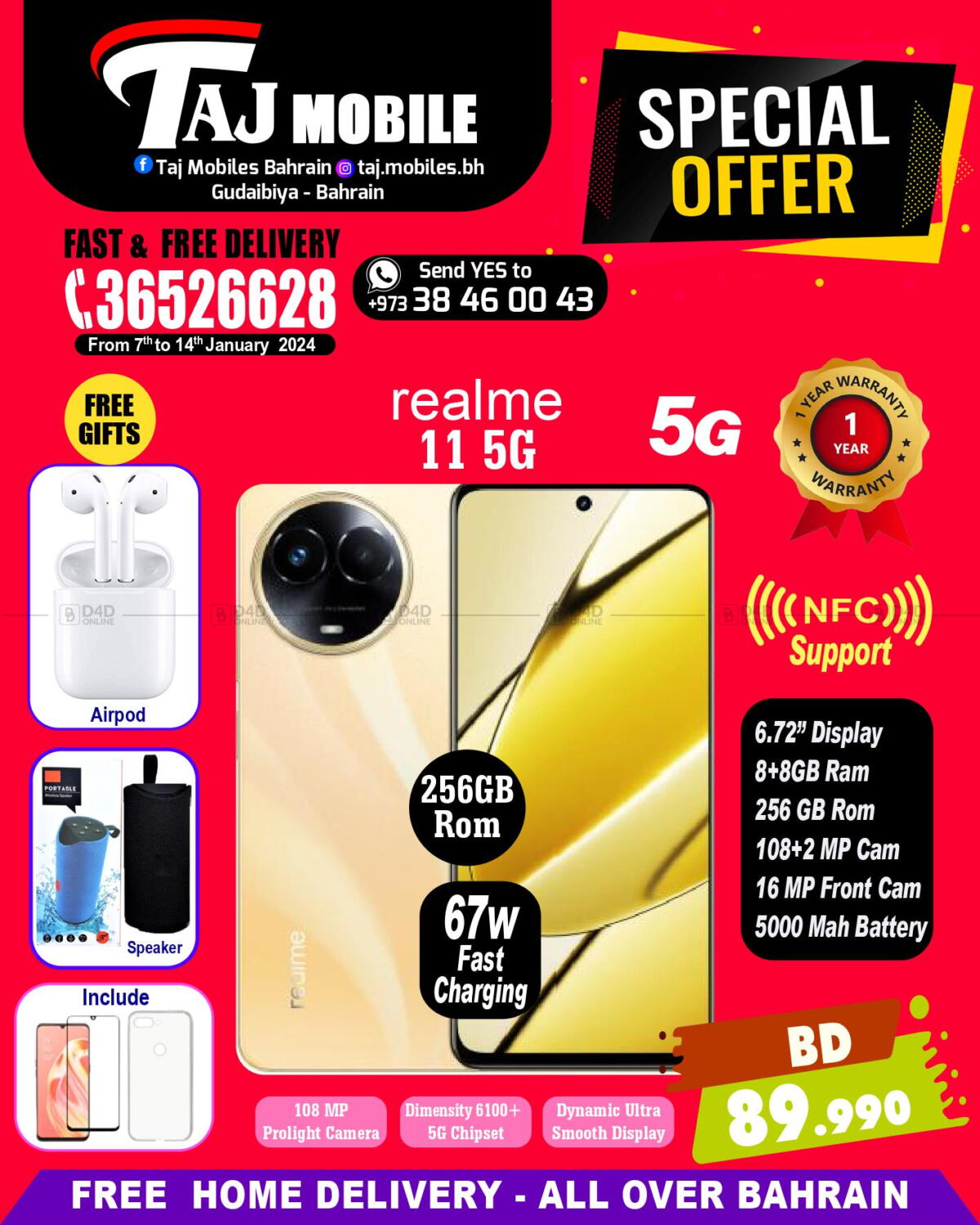 Taj Mobiles Special Offer in Bahrain. Till 14th January