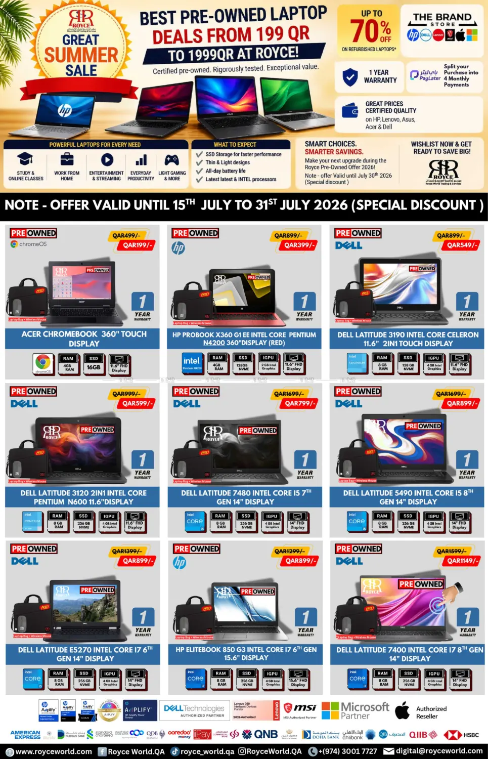 Best Pre-Owned Laptop Deals From199QR To 1999QR At Royce! in Al Shamal