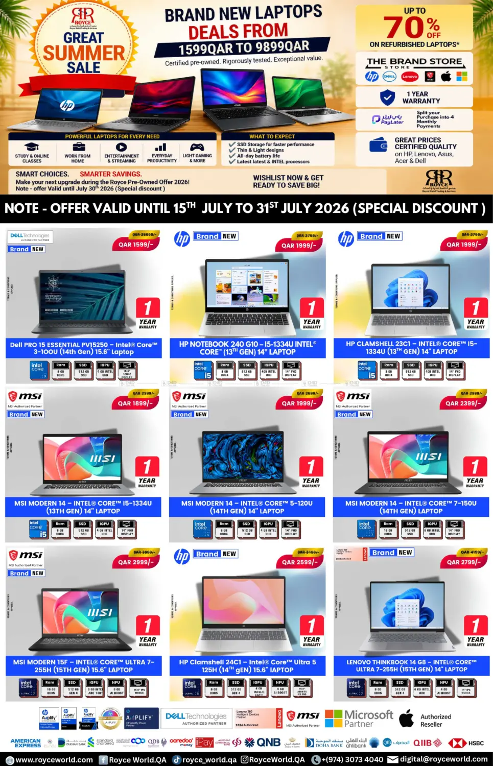 Brand New Laptops Deals From 1599QAR To 9899QAR in Al Shamal