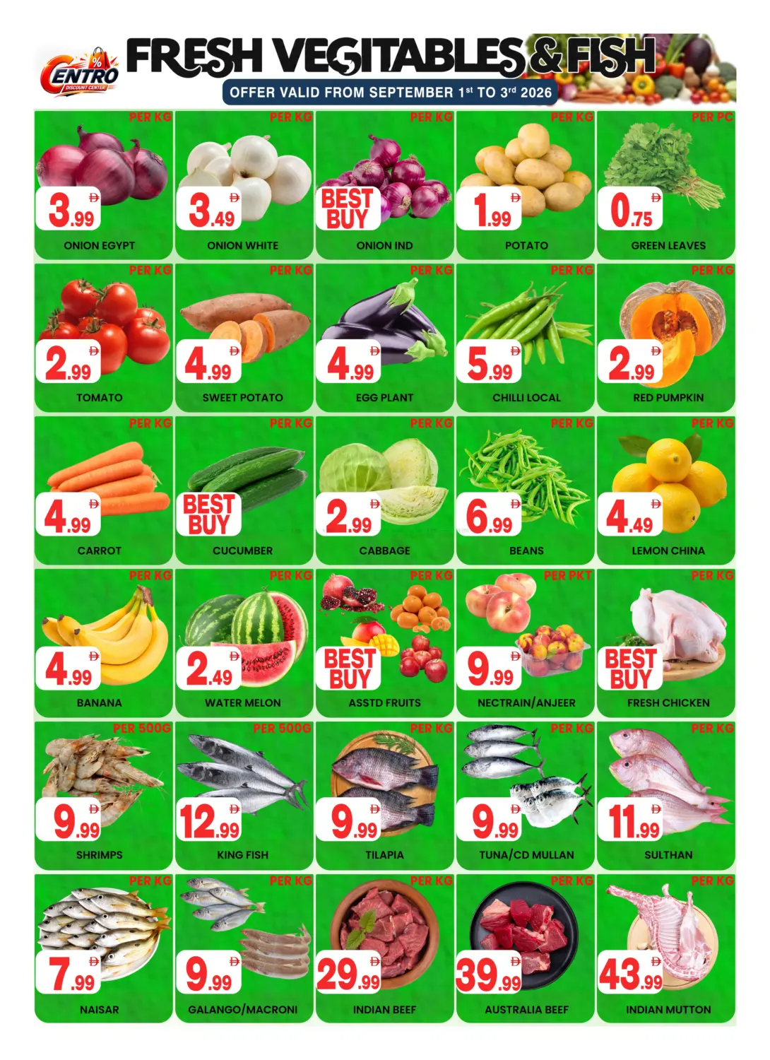 Fresh Vegetables & Fish in Dubai