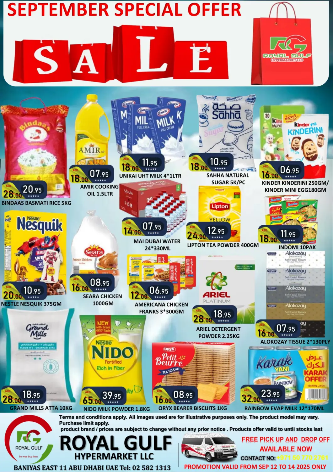 UAE - Abu Dhabi ROYAL GULF HYPERMARKET LLC offers in D4D Online. Baniyas East 11- Abu Dhabi. . Till 14th September
