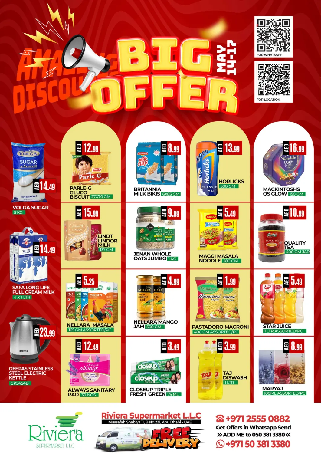 UAE - Abu Dhabi  RIVIERA SUPERMARKET L.L.C offers in D4D Online. Big Offer. . Till 17th May