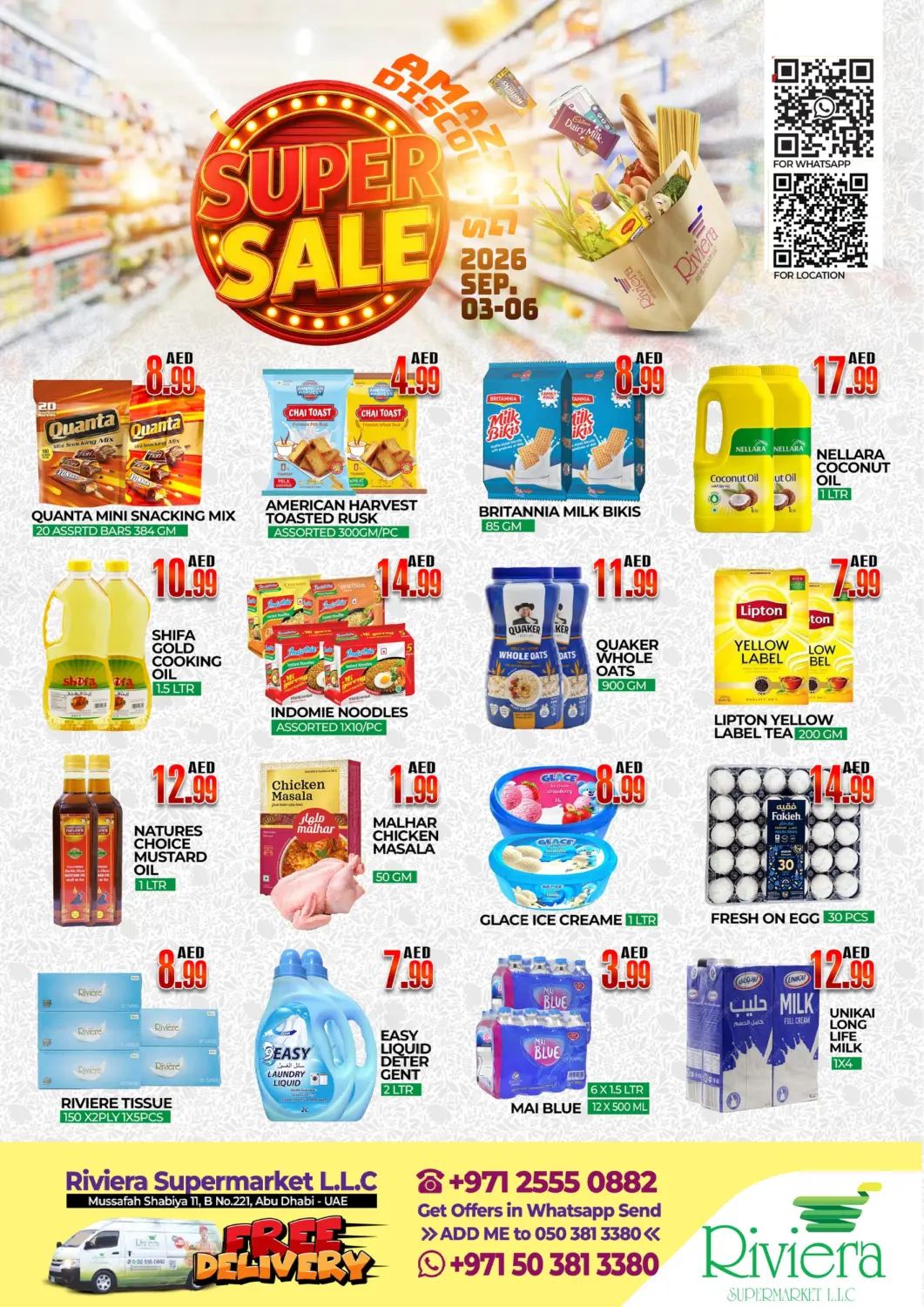 UAE - Abu Dhabi  RIVIERA SUPERMARKET L.L.C offers in D4D Online. Musssafa Shabiya 11. . Till 6th September