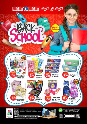UAE - Sharjah / Ajman NIGHT TO NIGHT DEPARTMENT STORE offers in D4D Online. Back To School. . Till 6th September