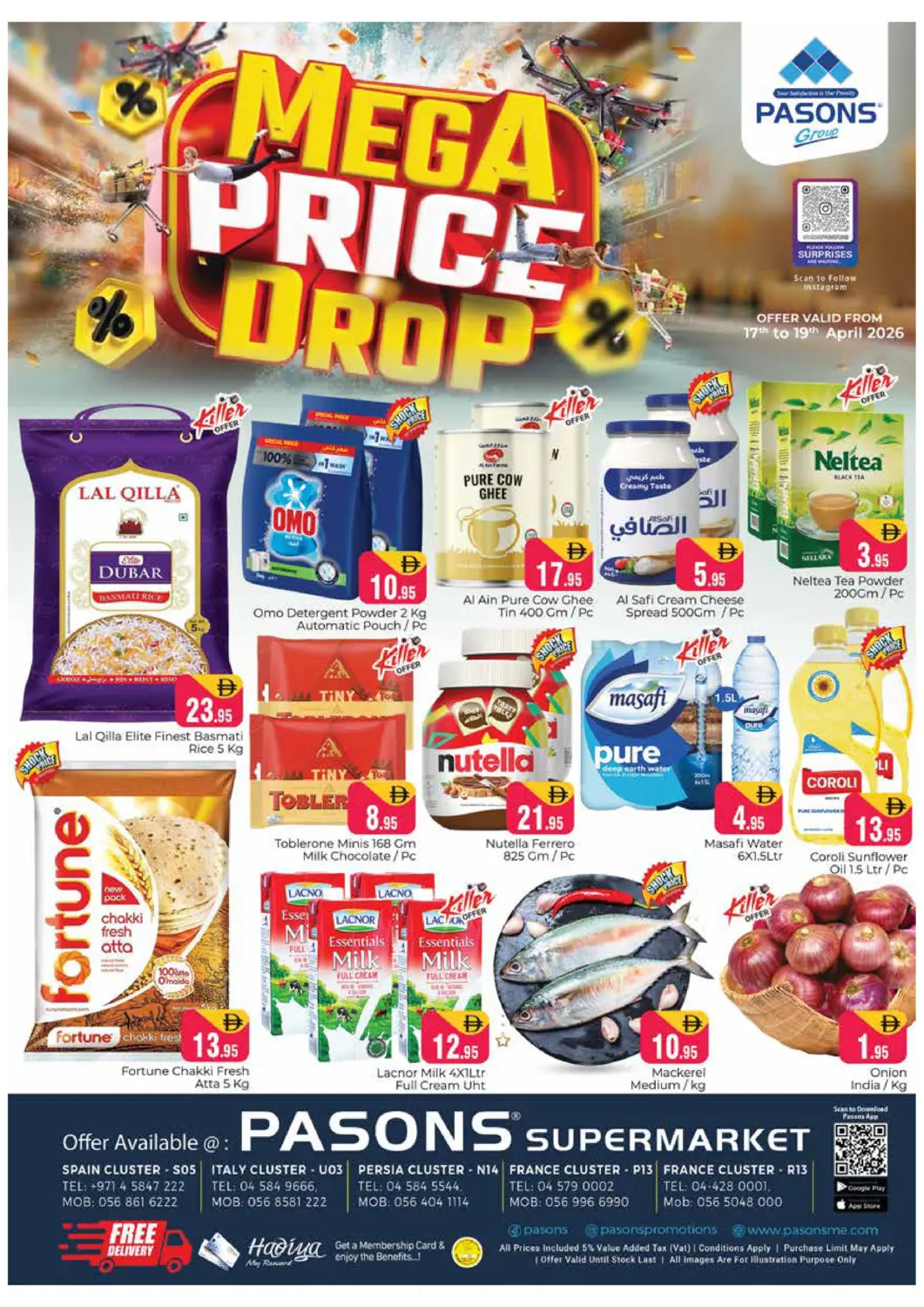 UAE - Dubai Pasons Hypermarket offers in D4D Online. Mega Price Drop. . Till 19th April