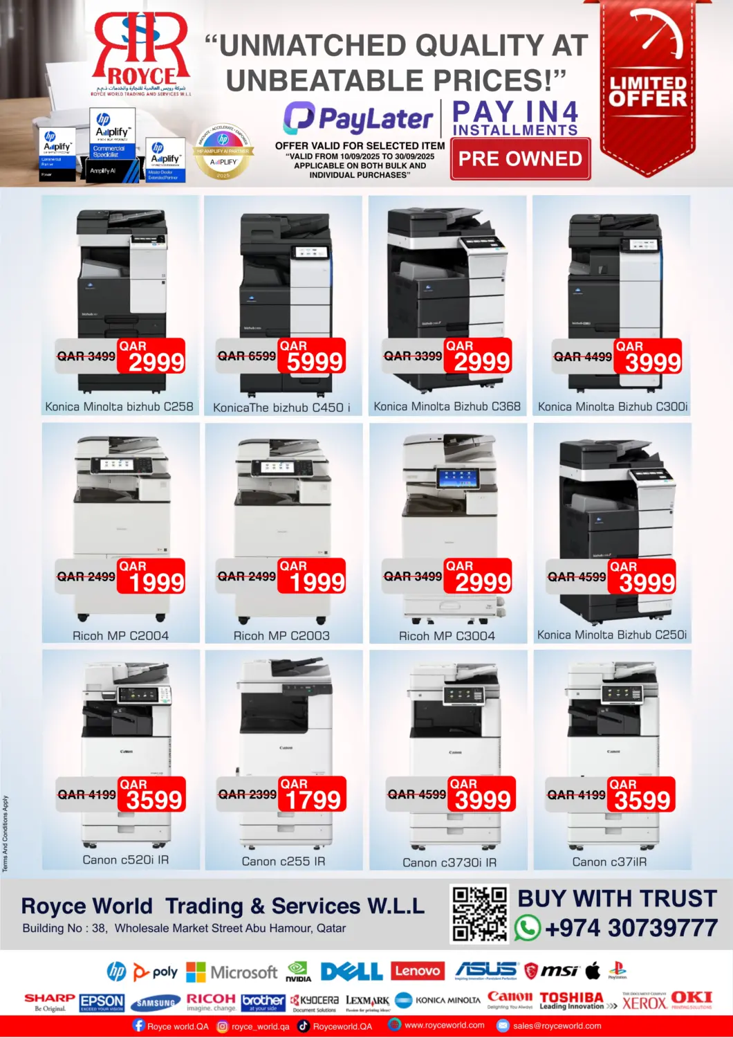 Qatar - Al Shamal Royce World Trading & Services W.L.L offers in D4D Online. Unmatched Quality At Unbeatable Price. . Till 30th September