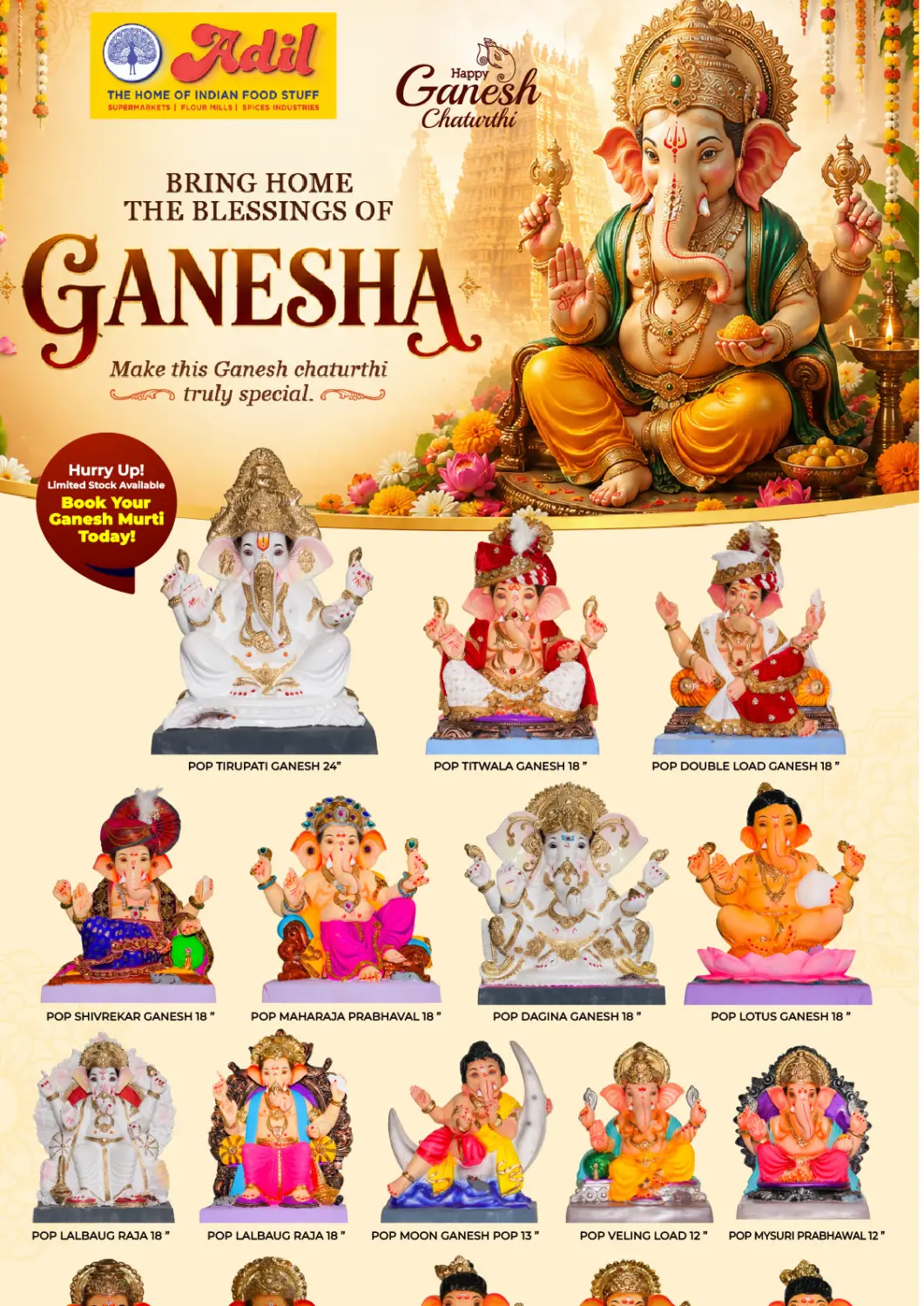 UAE - Abu Dhabi Adil Supermarket offers in D4D Online. Bring Home The Blessings Of Ganesha. . Until Stock Last