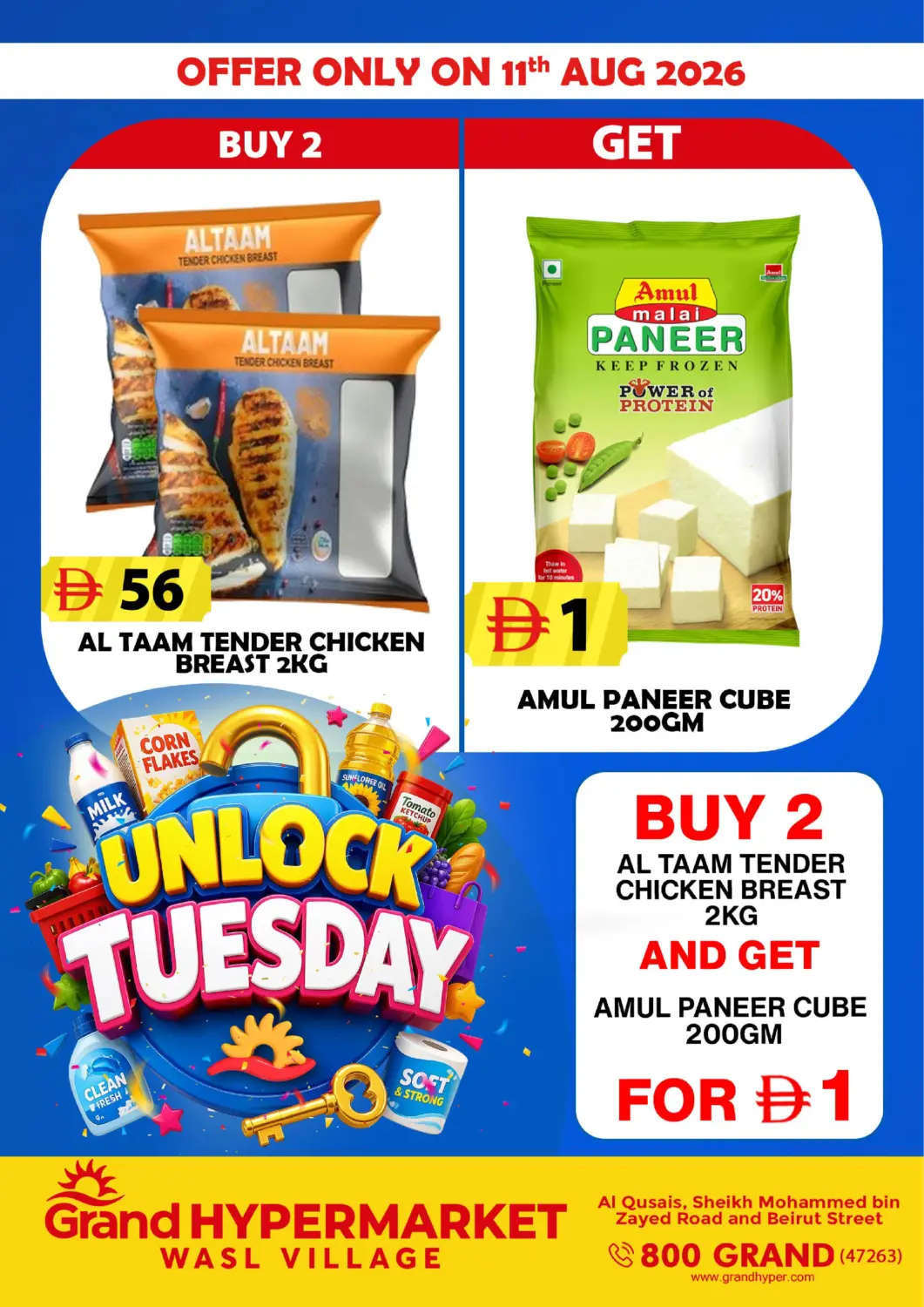 UAE - Dubai Grand Hyper Market offers in D4D Online. Wasl Village, Dubai. . Only On 11th August