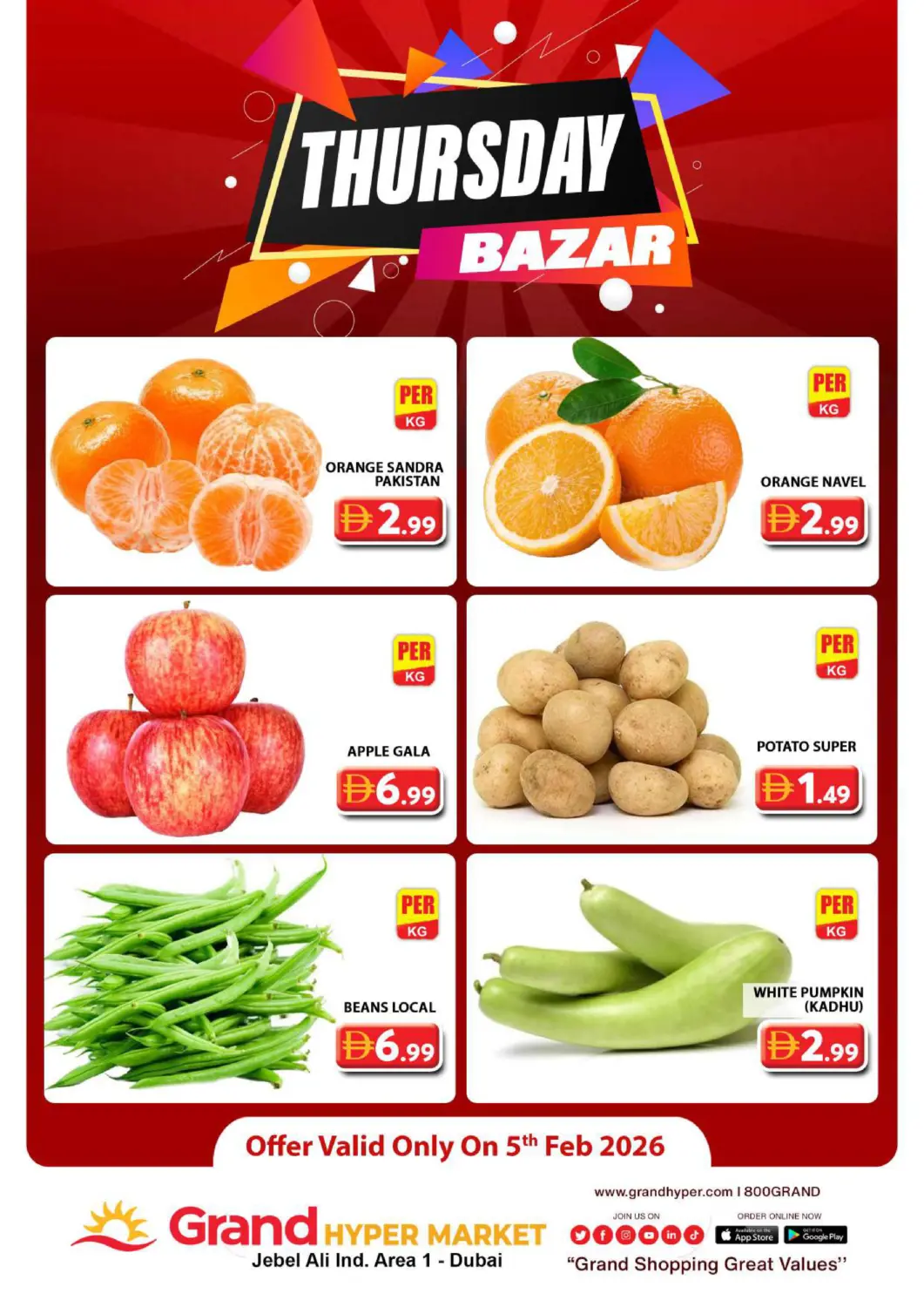 UAE - Dubai Grand Hyper Market offers in D4D Online. Jabel Ali Industrial Area 1 -Dubai. . Only On 5th February