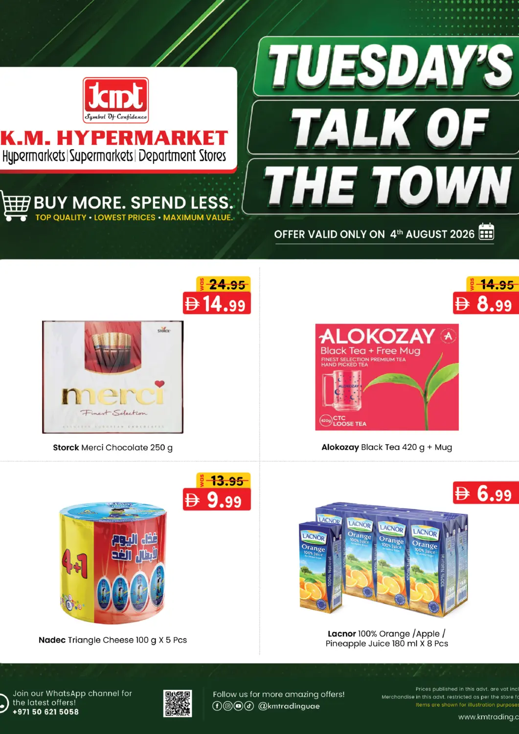 UAE - Abu Dhabi K.M Hypermarket offers in D4D Online. Tuesday's Talk Of The Town. . Only On 4th August