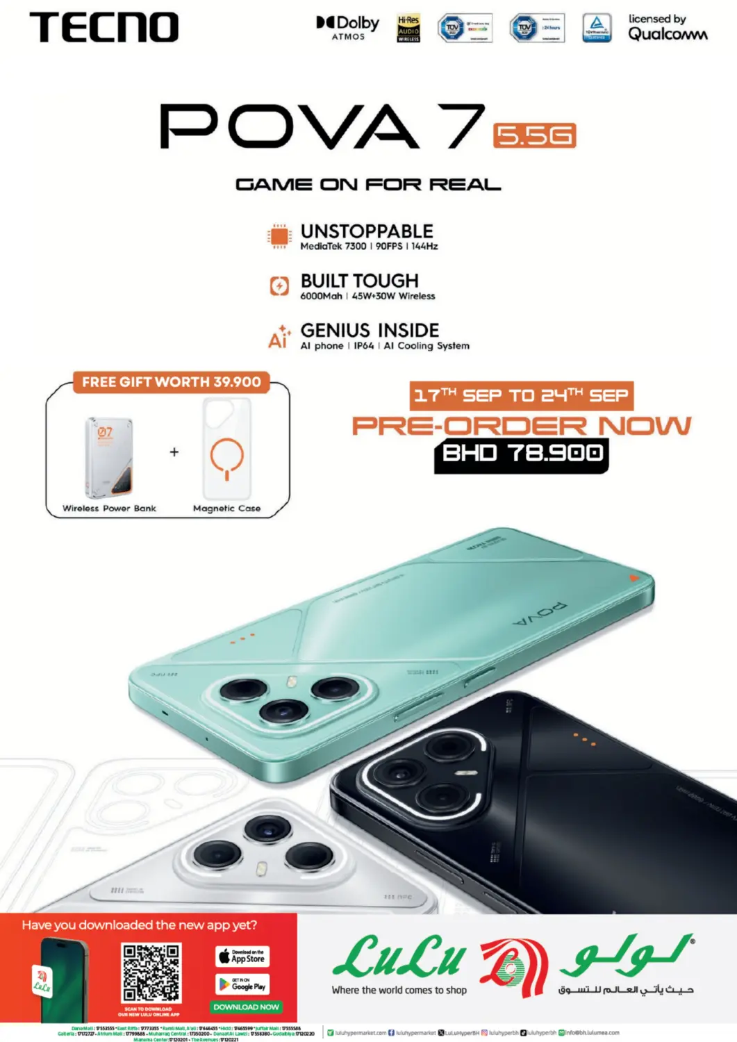 Bahrain LuLu Hypermarket offers in D4D Online. TECNO POVA 7 5G. . Till 30th September