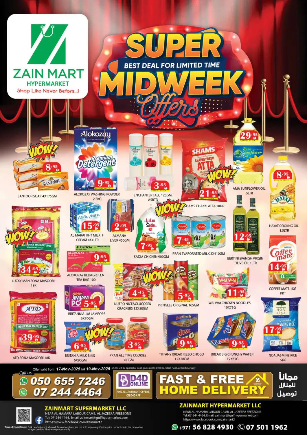 UAE - Ras al Khaimah Zain Mart Supermarket offers in D4D Online. Super Midweek Offer. . Till 19th November
